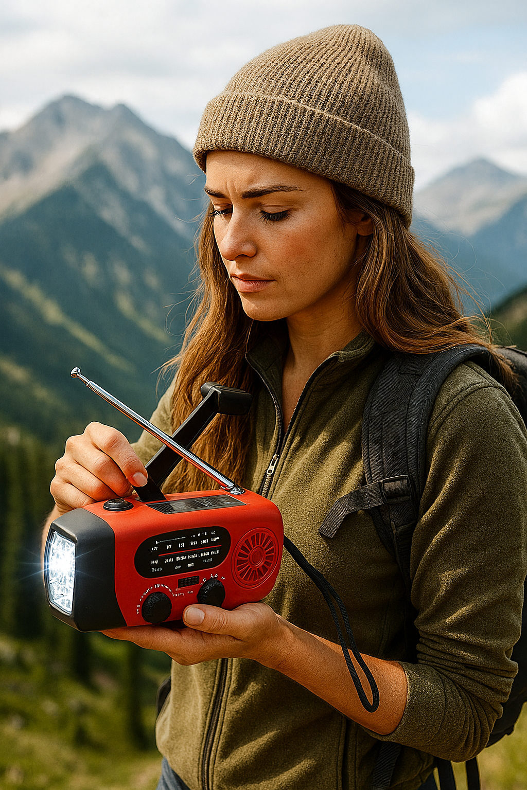 Lampe torche, radio solaire et manivelle 4 en 1 pour l'autonomie