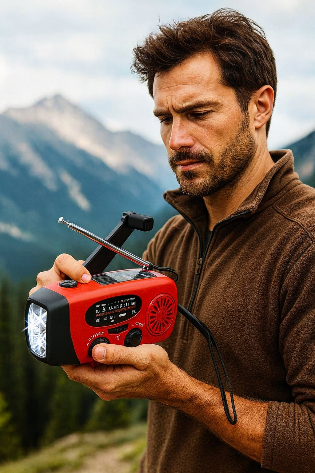 Lampe torche, radio solaire et manivelle 4 en 1 pour l'autonomie