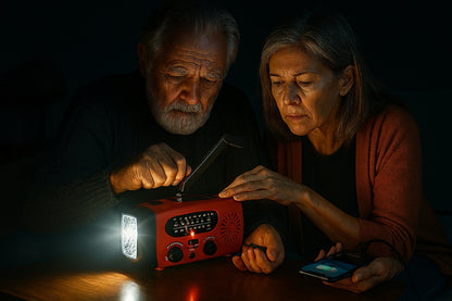 Lampe torche, radio solaire et manivelle 4 en 1 pour l'autonomie