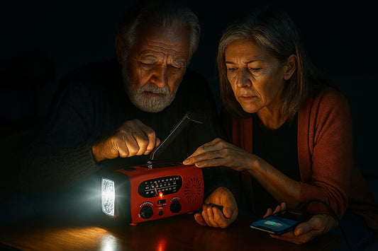 Lampe torche, radio solaire et manivelle 4 en 1 pour l'autonomie